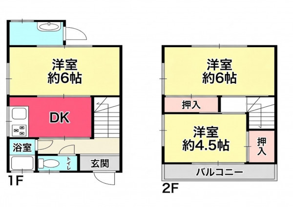 川西市小戸、中古一戸建ての間取り画像です