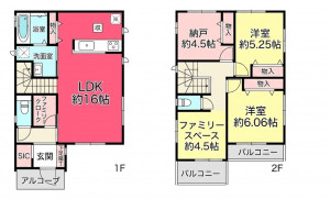 池田市荘園、新築一戸建ての間取り画像です