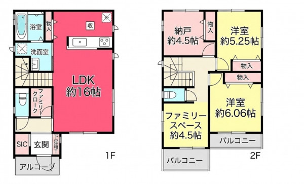 池田市荘園、新築一戸建ての間取り画像です