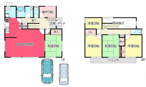 池田市伏尾台、中古一戸建ての間取り画像です