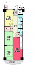 池田市伏尾台、マンションの間取り画像です
