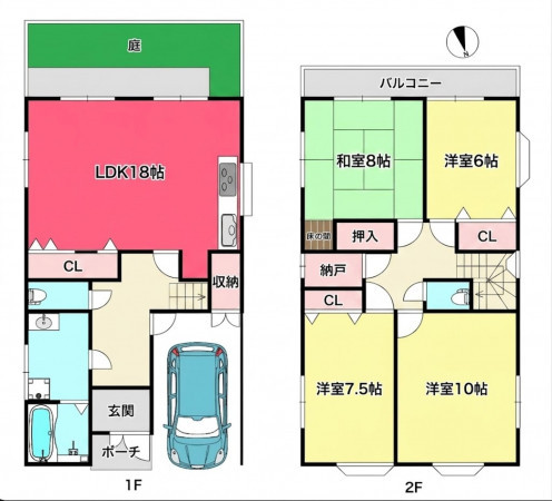 池田市空港、中古一戸建ての間取り画像です