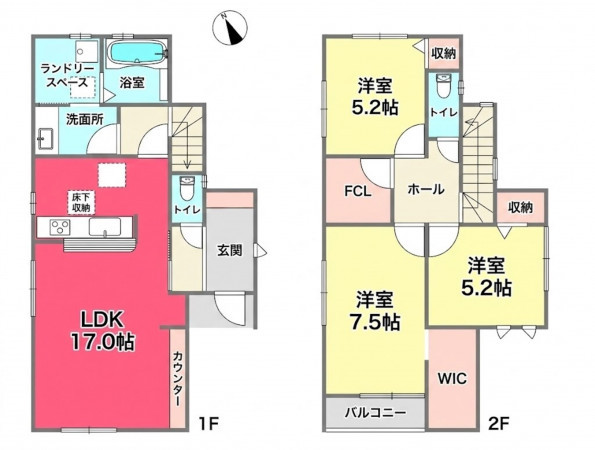池田市五月丘、新築一戸建ての間取り画像です