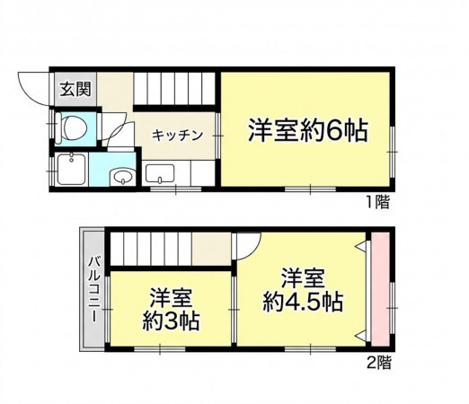 川西市下加茂、中古一戸建ての間取り画像です