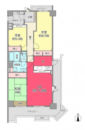 池田市五月丘、マンションの間取り画像です
