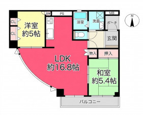 宝塚市花屋敷荘園、マンションの間取り画像です