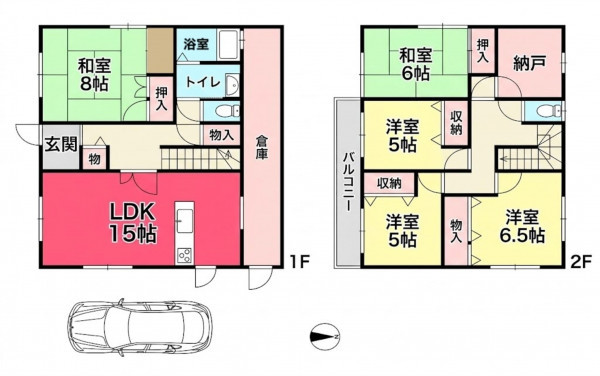 池田市伏尾台、中古一戸建ての間取り画像です