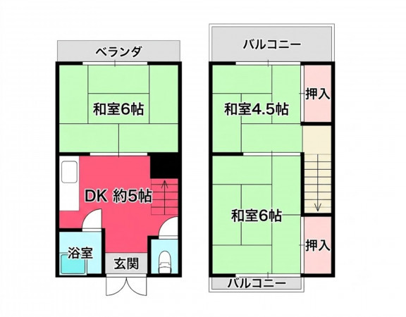 川西市霞ケ丘、中古一戸建ての間取り画像です