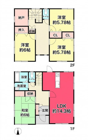 池田市伏尾台、中古一戸建ての間取り画像です