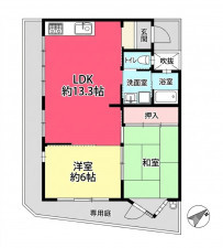 川西市花屋敷、マンションの間取り画像です