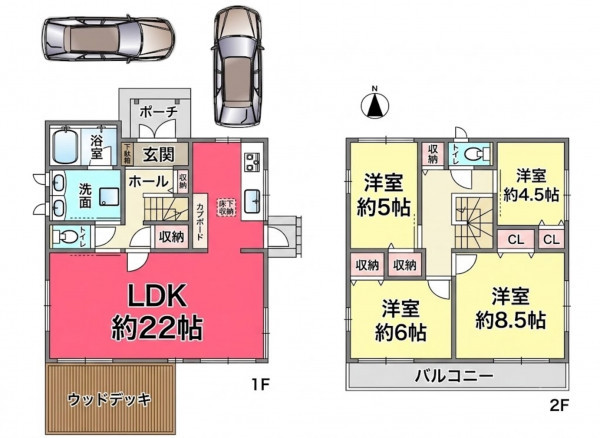 池田市宇保町、中古一戸建ての間取り画像です