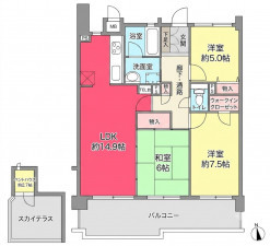 川西市花屋敷、マンションの間取り画像です