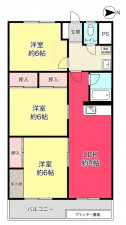 宝塚市雲雀丘、マンションの間取り画像です