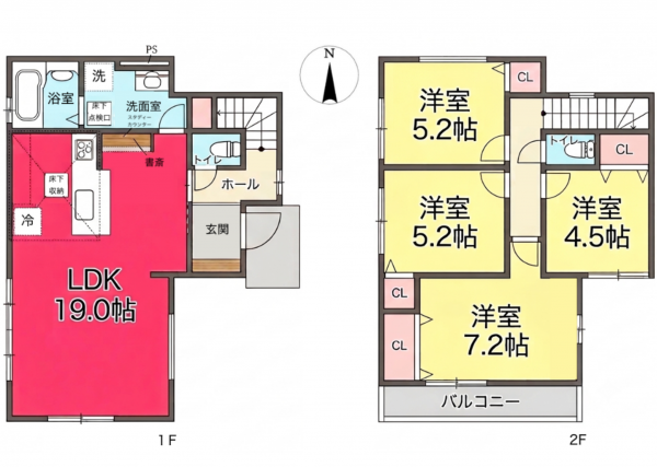 池田市豊島北、新築一戸建ての間取り画像です