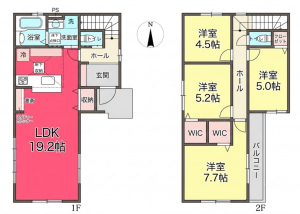 池田市豊島北、新築一戸建ての間取り画像です