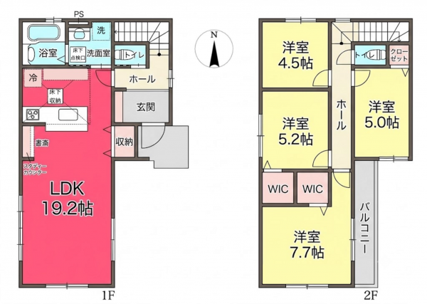 池田市豊島北、新築一戸建ての間取り画像です