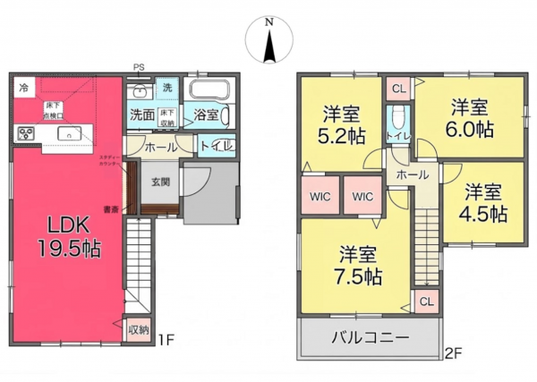 池田市豊島北、新築一戸建ての間取り画像です