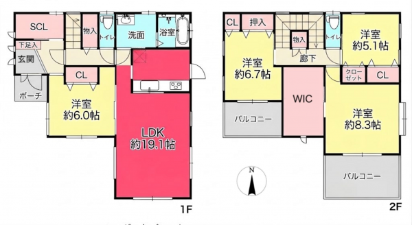 川西市中央町、中古一戸建ての間取り画像です