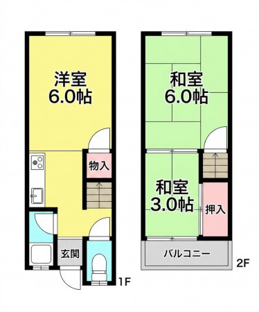 川西市霞ケ丘、中古一戸建ての間取り画像です