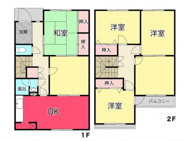 池田市伏尾台、中古一戸建ての間取り画像です