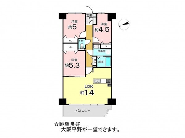 東大阪市日下町、マンションの間取り画像です