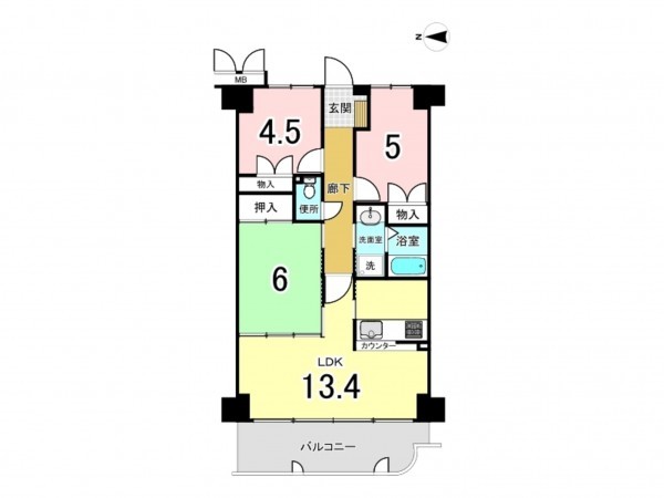 東大阪市日下町、マンションの間取り画像です