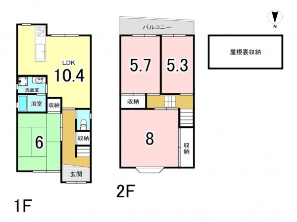 東大阪市中石切町、中古一戸建ての間取り画像です