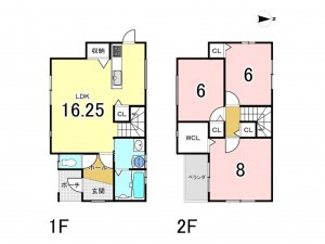 東大阪市池之端町、中古一戸建ての間取り画像です
