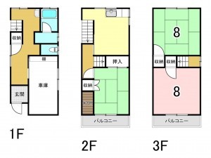 東大阪市中石切町、中古一戸建ての間取り画像です