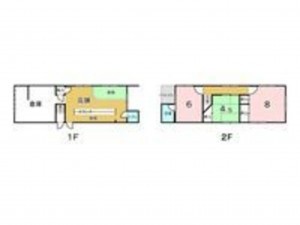 東大阪市日下町、収益物件/店舗付住宅の間取り画像です