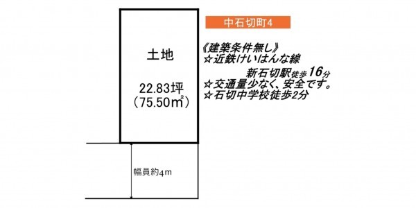 東大阪市中石切町、土地の間取り画像です