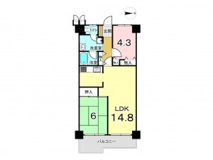 東大阪市日下町、マンションの間取り画像です