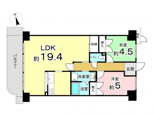 東大阪市日下町、マンションの間取り画像です