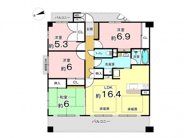 東大阪市東石切町、マンションの間取り画像です