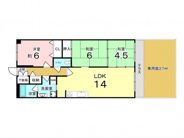 東大阪市西石切町、マンションの間取り画像です