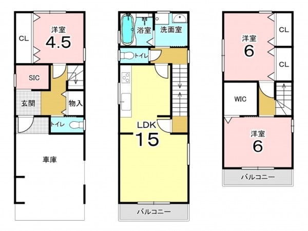 東大阪市日下町、新築一戸建ての間取り画像です