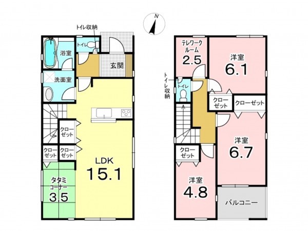 東大阪市元町、新築一戸建ての間取り画像です