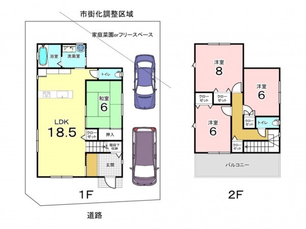 東大阪市善根寺町、新築一戸建ての間取り画像です