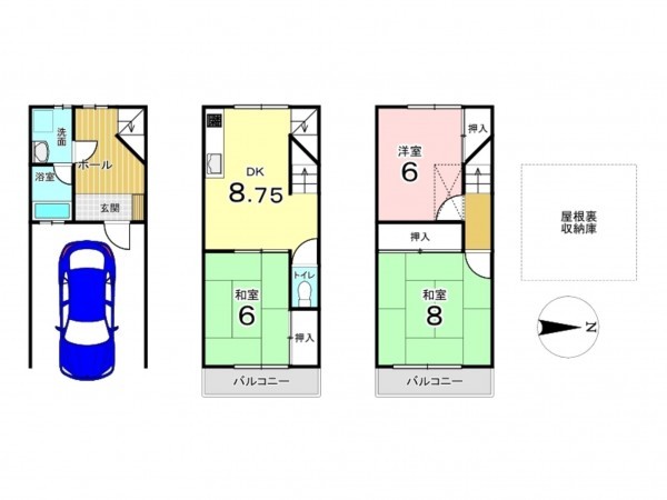 東大阪市北石切町、中古一戸建ての間取り画像です