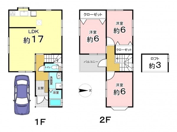 東大阪市布市町、中古一戸建ての間取り画像です