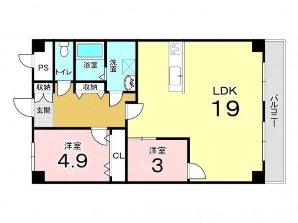東大阪市日下町、マンションの間取り画像です