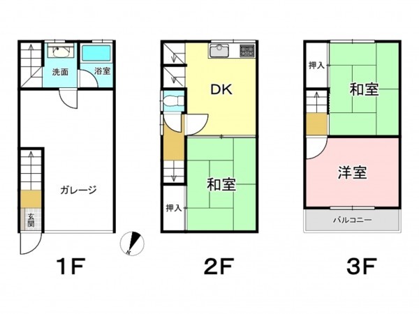 東大阪市日下町、収益物件/住宅の間取り画像です