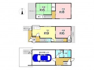 東大阪市中石切町、中古一戸建ての間取り画像です
