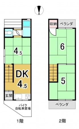 東大阪市善根寺町、収益物件/住宅の間取り画像です