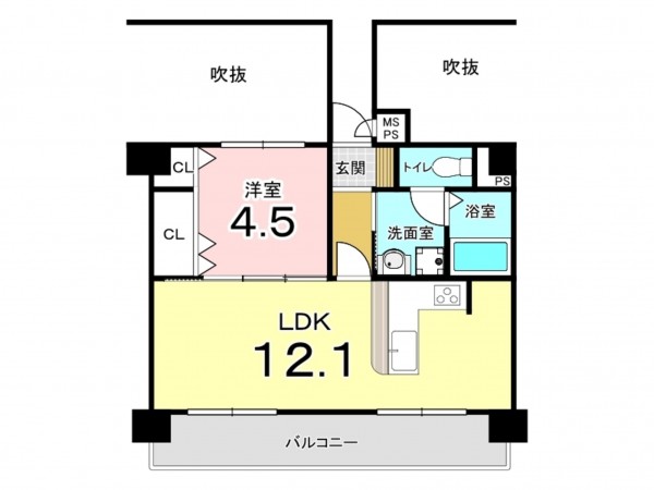 東大阪市西石切町、マンションの間取り画像です