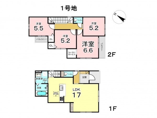 東大阪市東石切町、新築一戸建ての間取り画像です