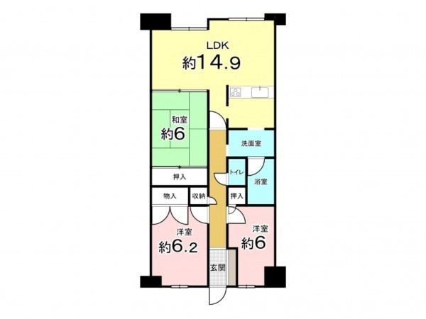 東大阪市西石切町、マンションの間取り画像です
