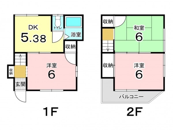 東大阪市日下町、中古一戸建ての間取り画像です