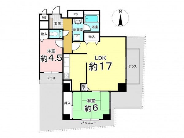 東大阪市西石切町、マンションの間取り画像です