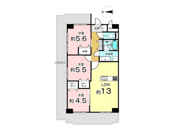 東大阪市日下町、マンションの間取り画像です